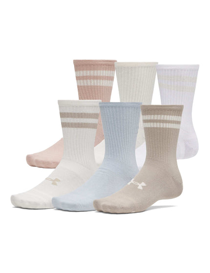 Under Armour Essential 6-Pack Crew Socks - Timberwolf Taupe/White/Stoneimages1- The Sports Edit