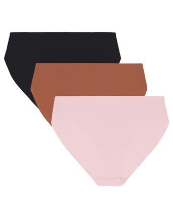 Pure Stretch 3-Pack No Show Bikini - Prime Pink/Sequoia/Black