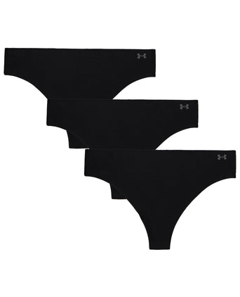 Pure Stretch 3-Pack No Show Thong - Black/Steel