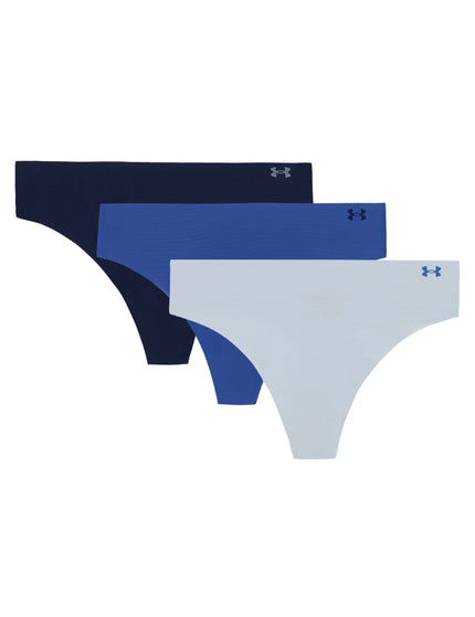 Under Armour Pure Stretch 3-Pack No Show Thong - Blue Calm/Blue Atlantis/Washed Navyimages1- The Sports Edit