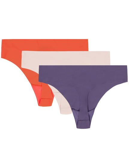 Under Armour Pure Stretch 3-Pack No Show Thong - Purple Luxe/Pink Dusk/Venom Redimages2- The Sports Edit