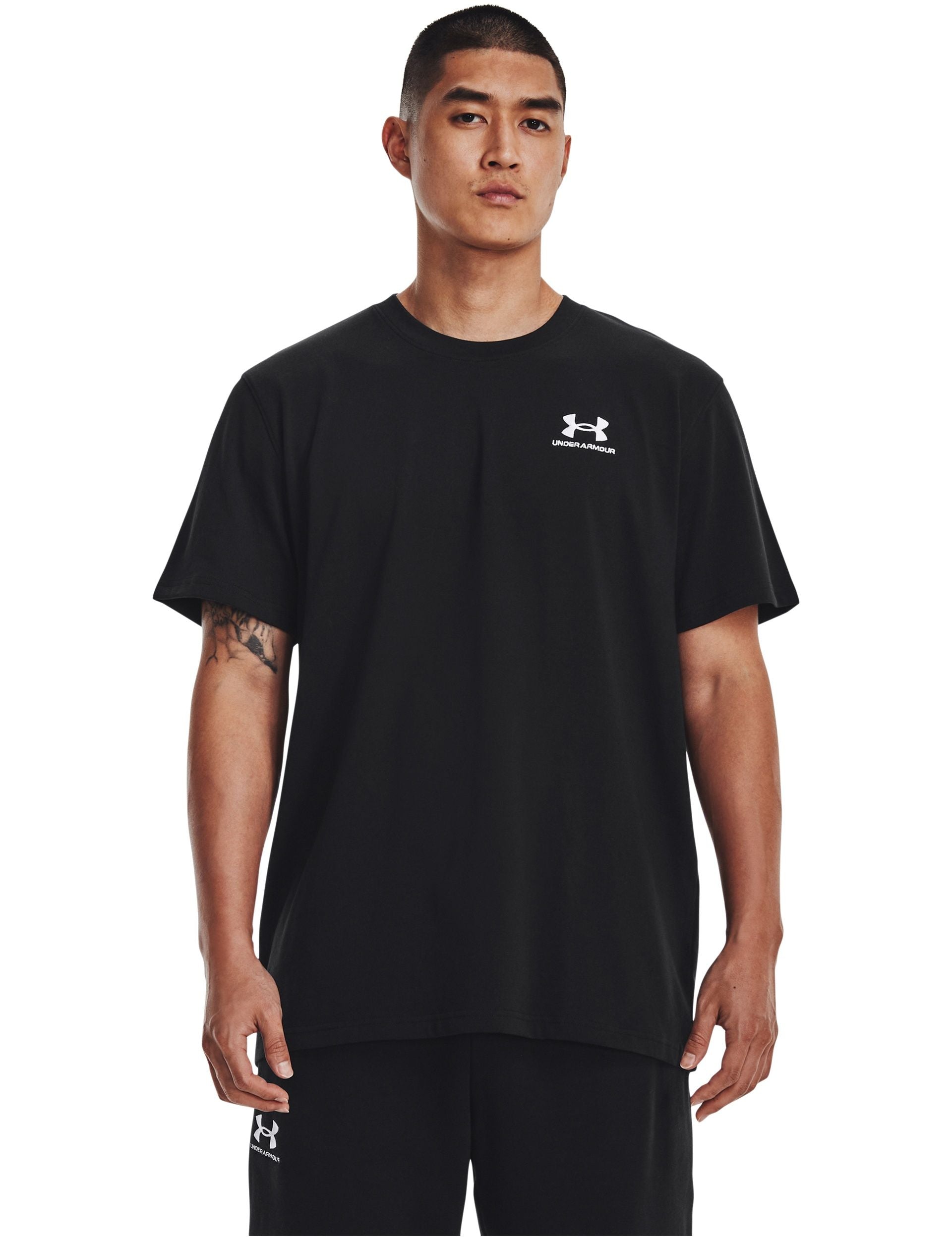 Logo Embroidered Heavyweight Short Sleeve T Shirt Black White