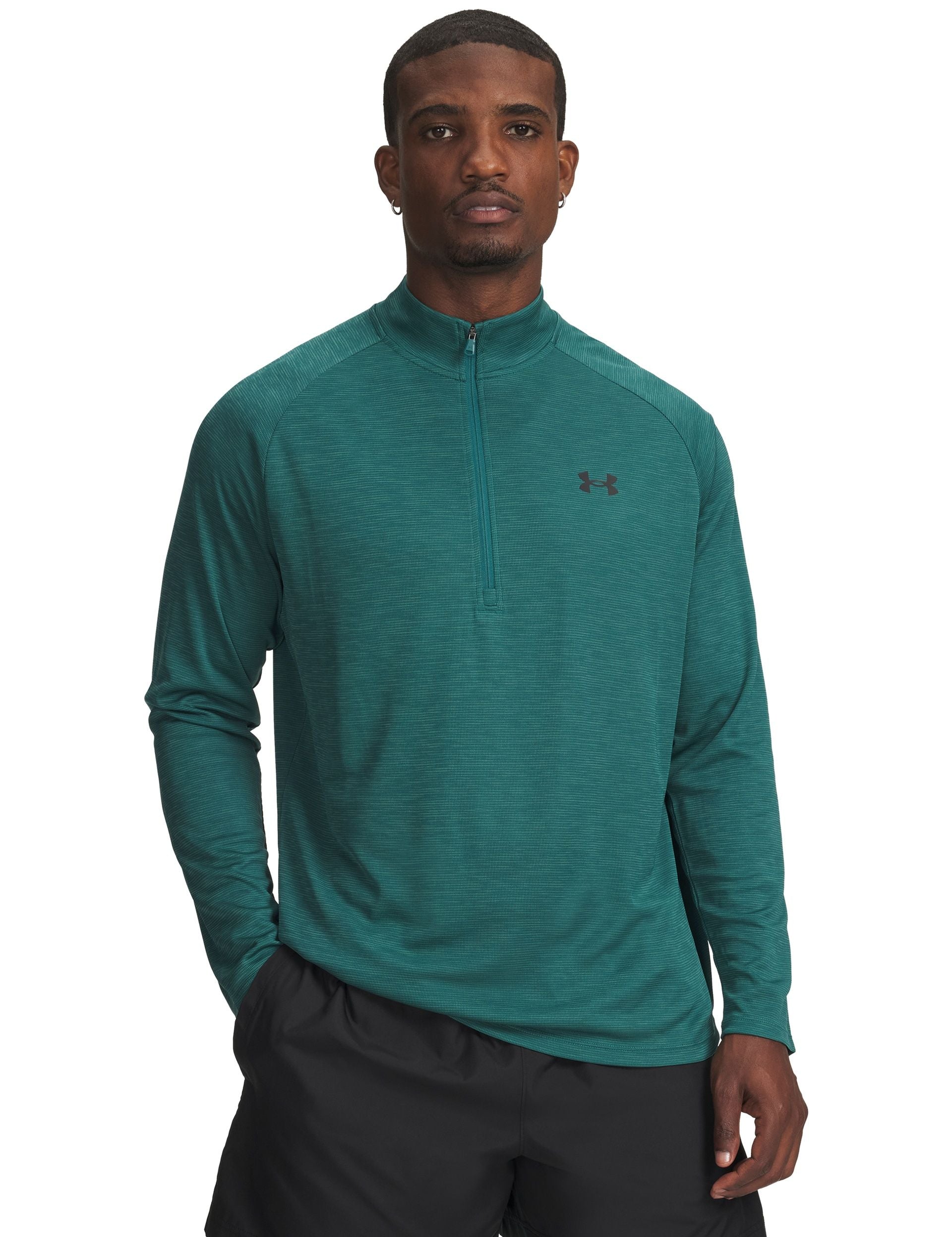 Tech Textured 1 2 Zip Rack Green Black