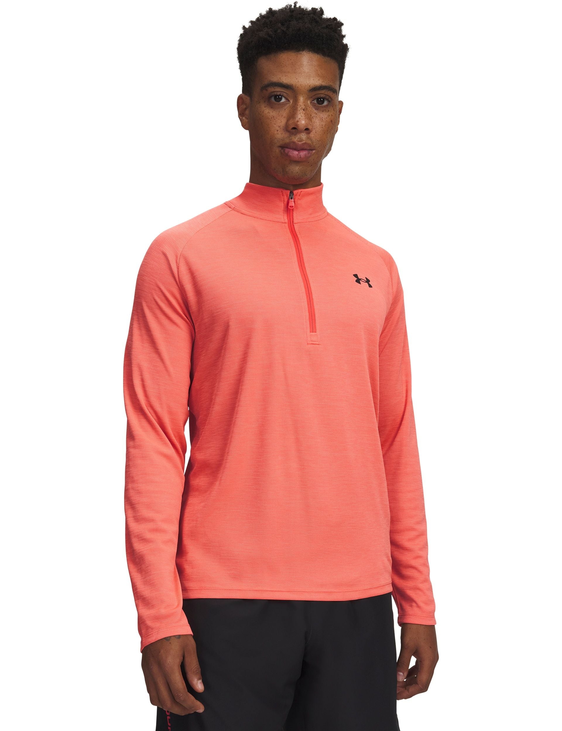 Tech Textured 1 2 Zip Venom Red Black