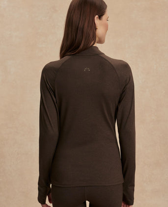 Always Warm Half-Zip Base Layer Top - Deep Chocolate Marl