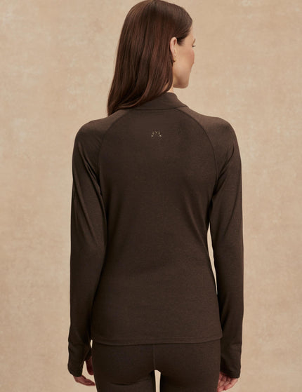 Varley Always Warm Half-Zip Base Layer Top - Deep Chocolate Marlimages2- The Sports Edit