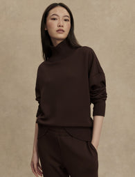 Varley | Barker High Neck Sweat - Coffee Bean | The Sports Edit