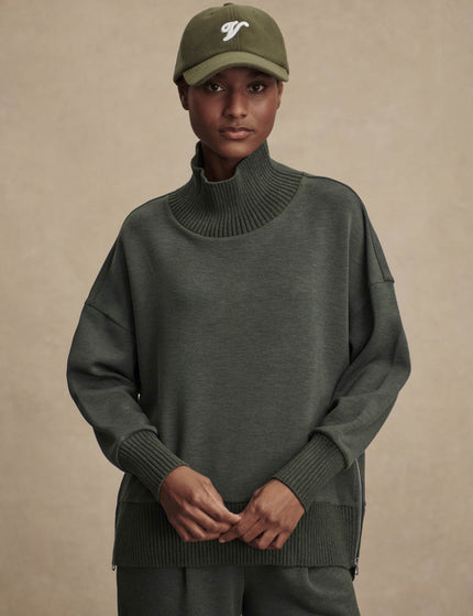 Varley Barker High Neck Sweat - Olive Marlimages6- The Sports Edit