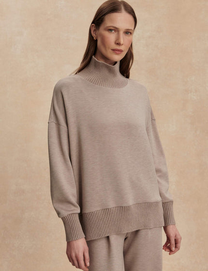 Varley Barker High Neck Sweat - Taupe Marlimages1- The Sports Edit