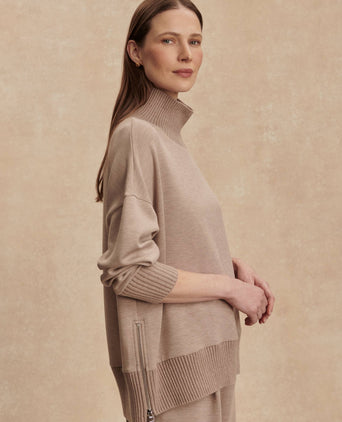 Barker High Neck Sweat - Taupe Marl