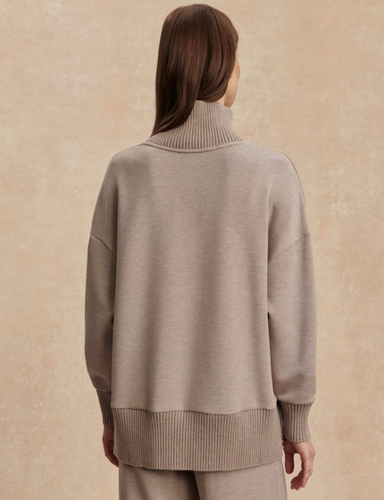 Varley Barker High Neck Sweat - Taupe Marlimages3- The Sports Edit