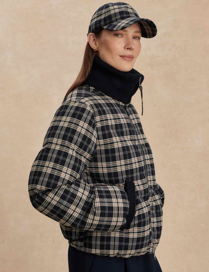 Varley Bryony Short Puffer Jacket - Navy Checkimages2- The Sports Edit