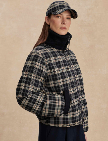 Varley Bryony Short Puffer Jacket - Navy Checkimages5- The Sports Edit