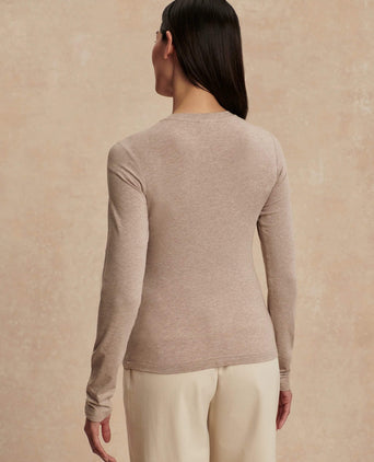 Edna Long Sleeve Fitted Tee - Taupe Marl