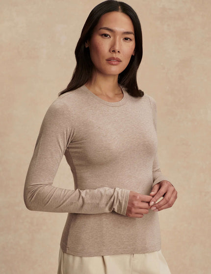 Varley Edna Long Sleeve Fitted Tee - Taupe Marlimages3- The Sports Edit