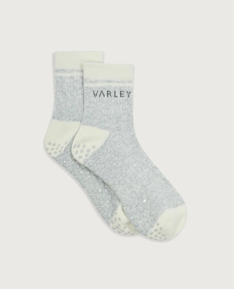 Grayson Half Crew Grip Sock - Light Grey Marl