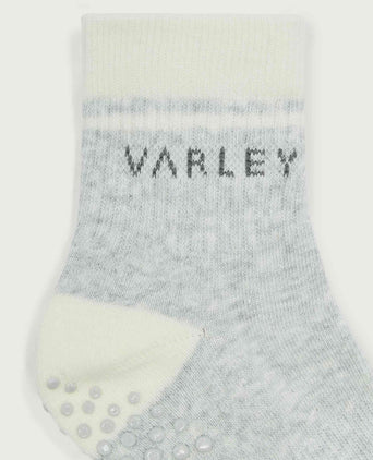 Grayson Half Crew Grip Sock - Light Grey Marl
