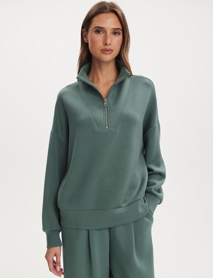 Hawley Half Zip Sweat - Dark Forest