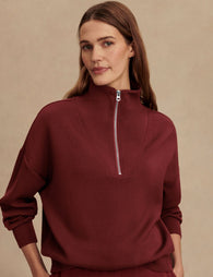 Varley | Hawley Half Zip Sweat - Coffee Bean | The Sports Edit