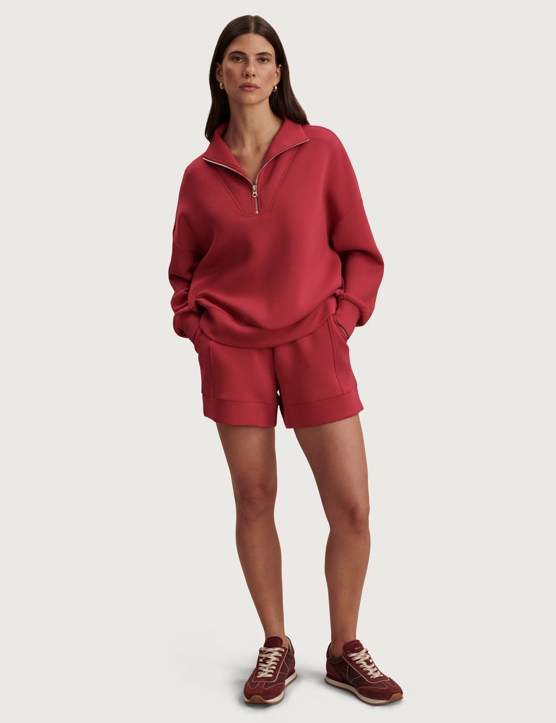 Varley | Hawley Half Zip Sweat - Rich Raspberry | The Sports Edit