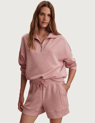 Hawley Half Zip Sweat - Rose Marl
