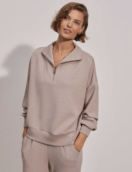 Varley Hawley Half Zip Sweat - Taupe Marlimages1- The Sports Edit