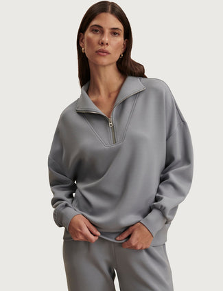 Hawley Half Zip Sweat - Wind Blue