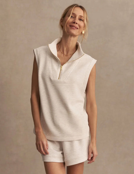 Varley | Magnolia 2.0 Half-Zip Tank - White | The Sports Edit