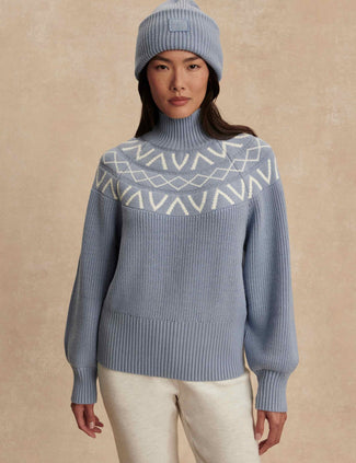 Marcie Fair Isle Yoke Knit - Glacier Blue