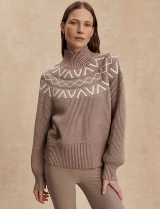 Marcie Fair Isle Yoke Knit - Light Taupe Marl