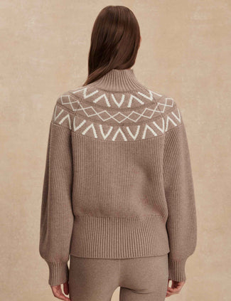 Marcie Fair Isle Yoke Knit - Light Taupe Marl