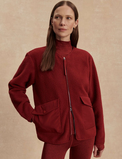 Varley Marina Collarless Fleece - Red Dahliaimages1- The Sports Edit