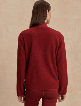 Marina Collarless Fleece - Red Dahlia