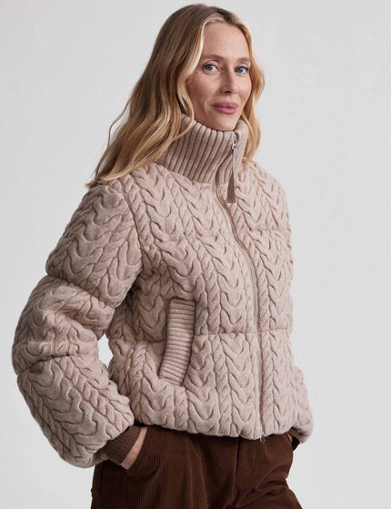 Varley Reggie Cable Knit Puffer - Light Taupeimages2- The Sports Edit