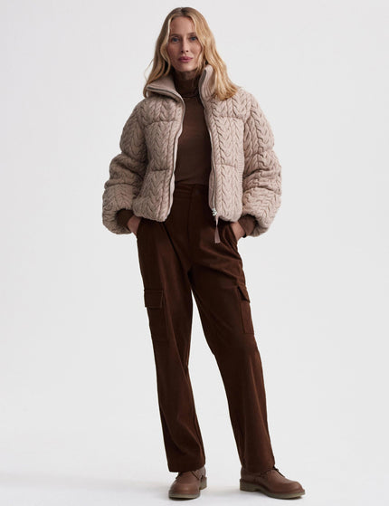 Varley Reggie Cable Knit Puffer - Light Taupeimages5- The Sports Edit