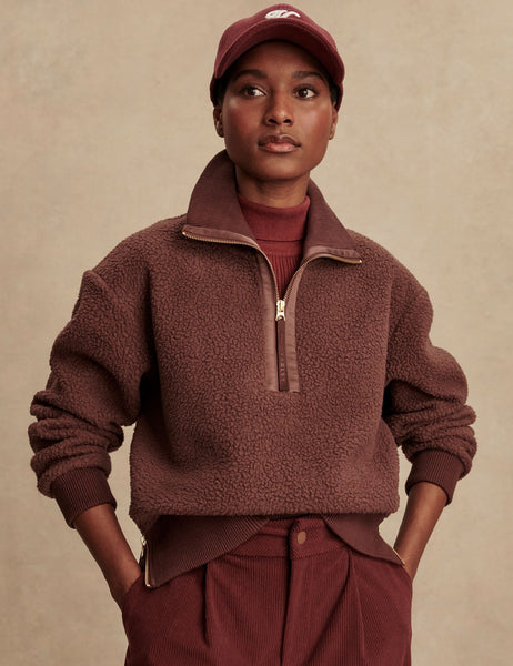 Varley | Roselle Half-Zip Fleece - Deep Mahogany | The Sports Edit