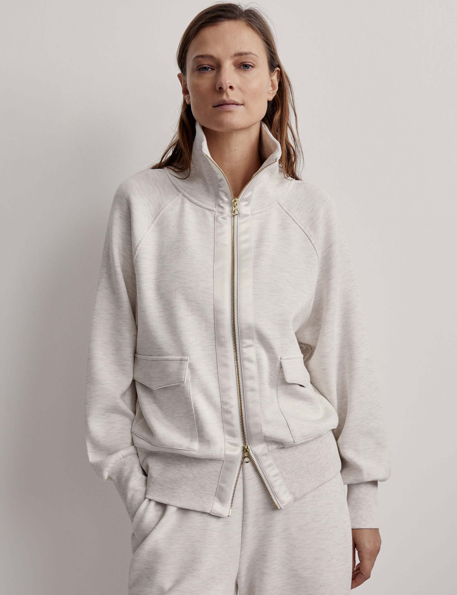 Roxbury Zip Through Sweat Marl
