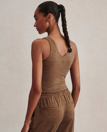 Ruby Cropped Tank - Teak Olive Marl