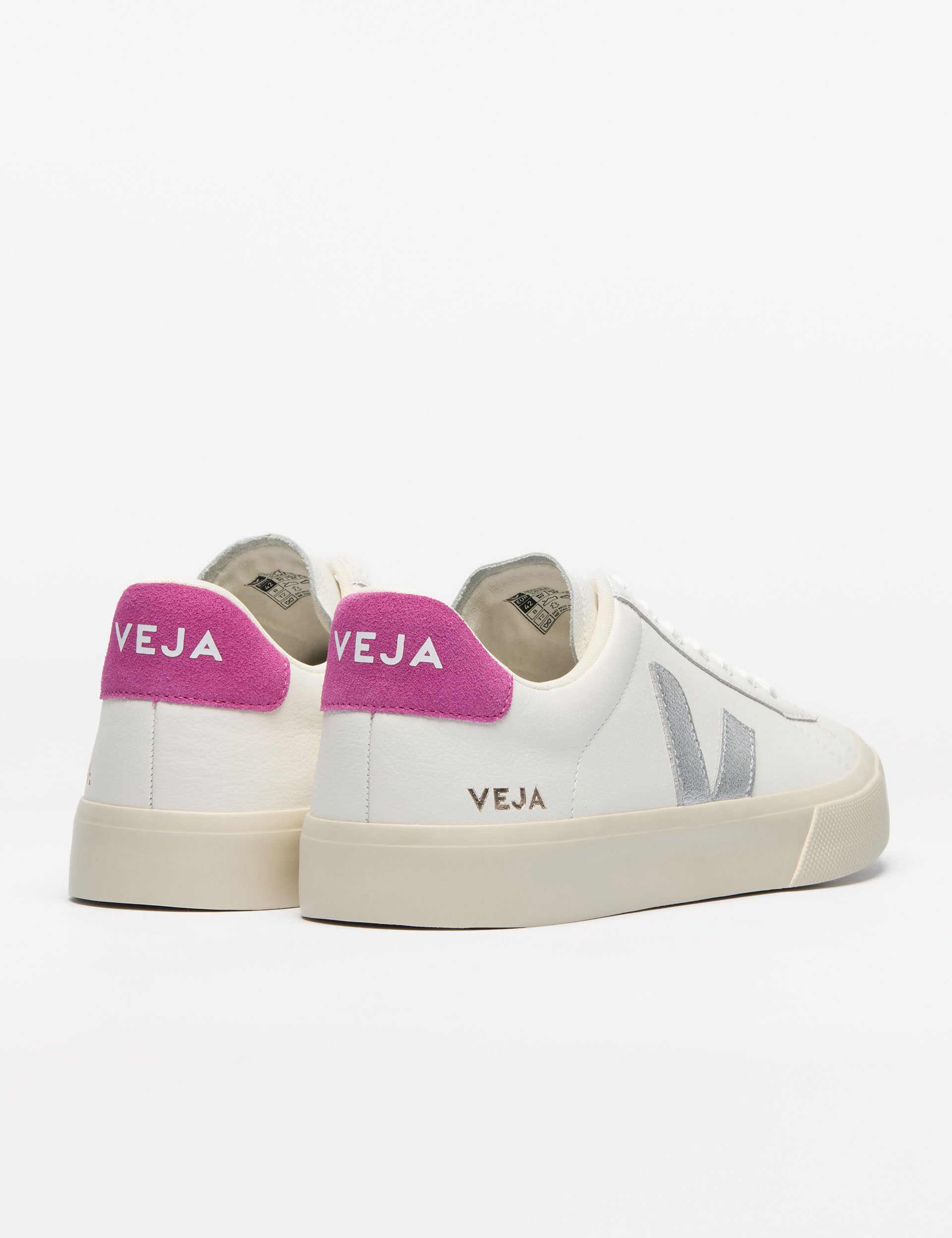 Veja Campo Leather Trainers White Silver Violet The Sports Edit