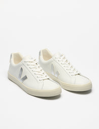Veja Esplar Leather Trainers White Silver The Sports Edit