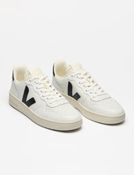 Veja | V-10 Leather Trainers - White Platine | The Sports Edit