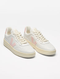 Veja | V-90 Leather Trainers - White Black | The Sports Edit