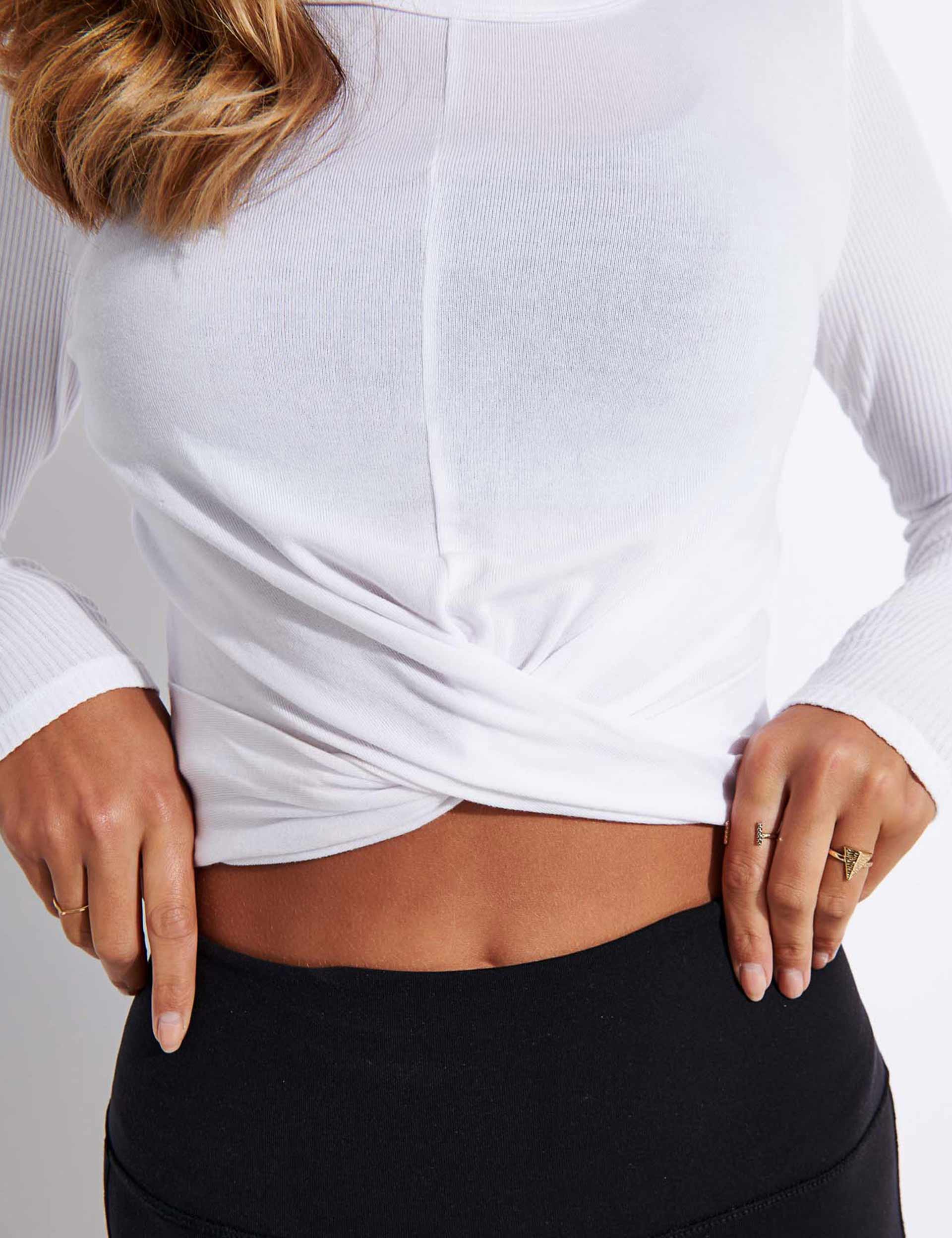 Alo Yoga Cover Long Sleeve Top White Size XS Cropped