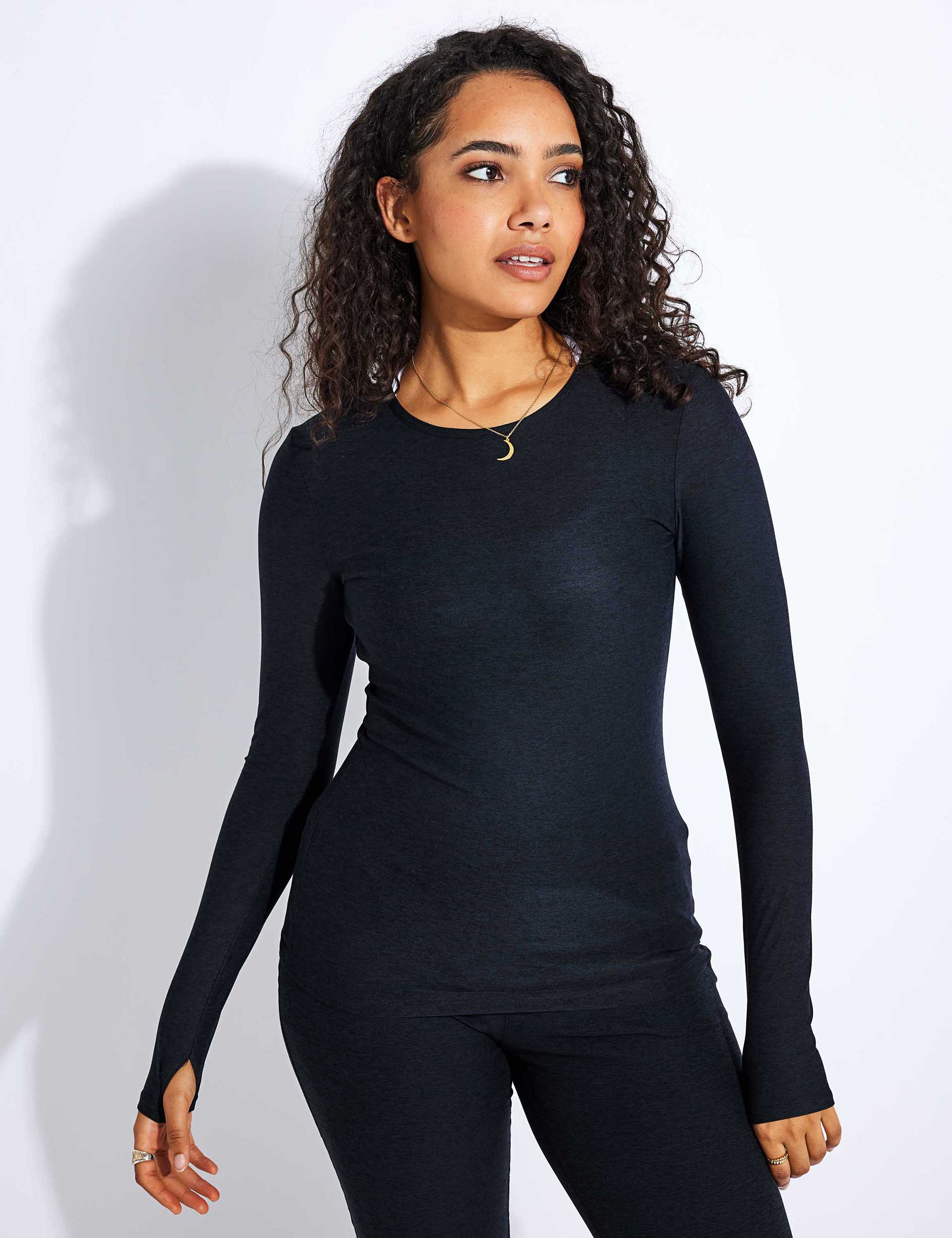 Featherweight Scooped Long Sleeve Pullover