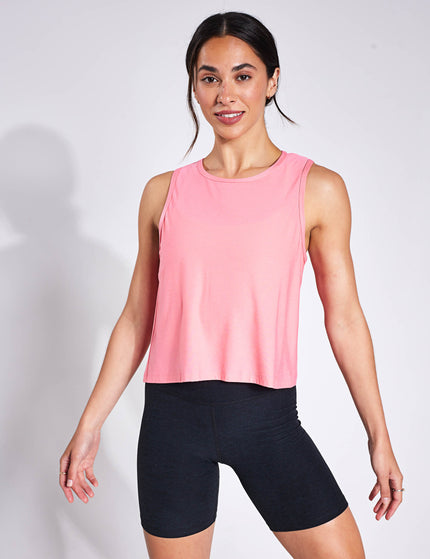 Beyond Yoga Featherweight New View Cropped Tank - Sun Kissed Coral Heatherimages1- The Sports Edit