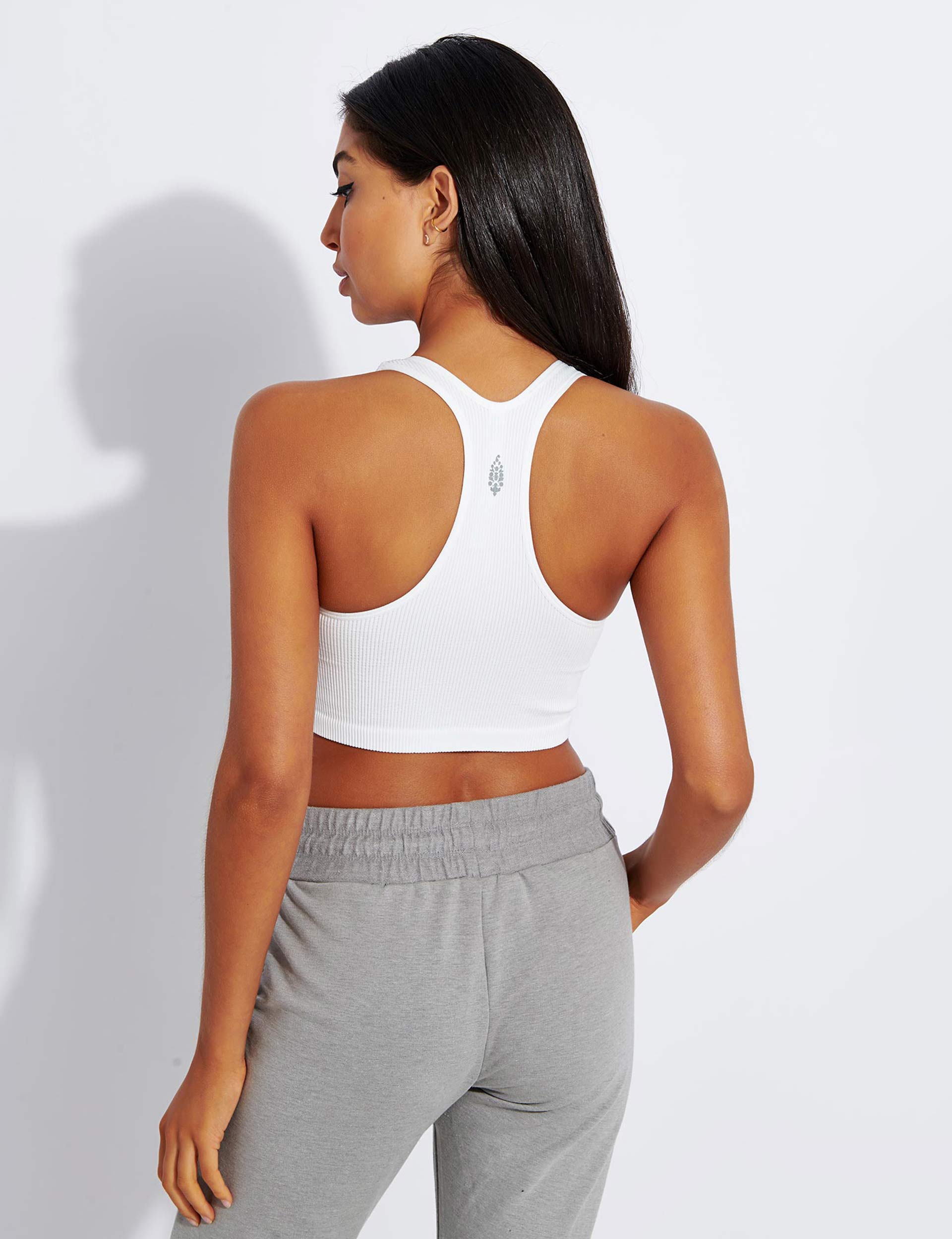 Free People Movement white sports bra in navy
