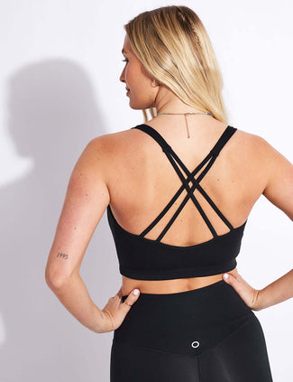 Cross Back Crop Top - Black