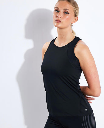 Scoop Neck Racer Back Vest Top - Black