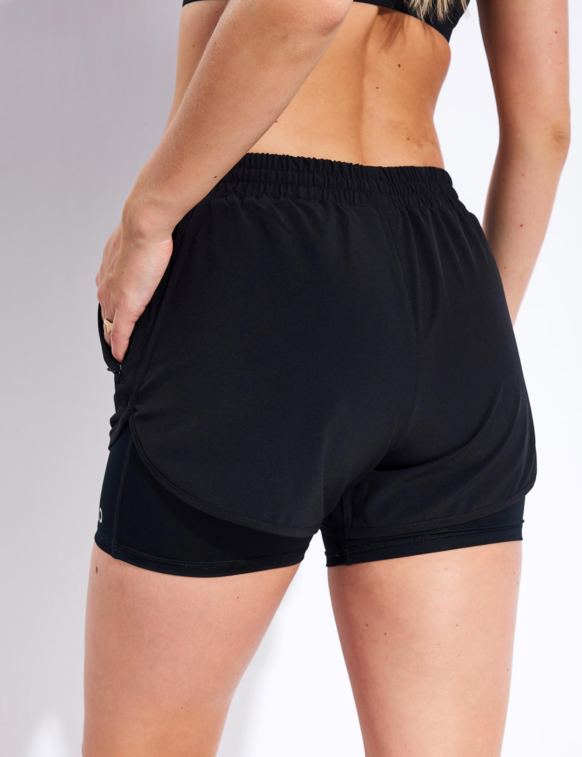 Goodmove, Woven Layered Gym Shorts - Black