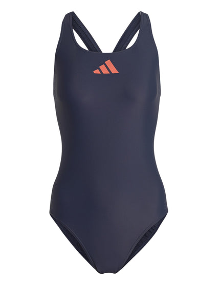 Adidas 3 Bar Logo Swimsuit - Shadow Navy/Coral Fusionimages6- The Sports Edit